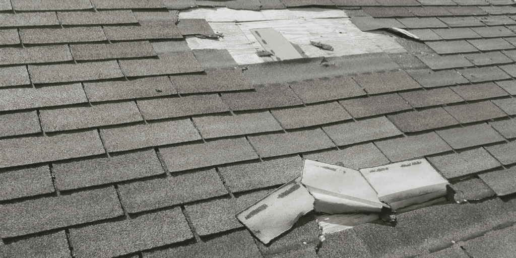 Hail damage visibly shown on roof in Minneapolis