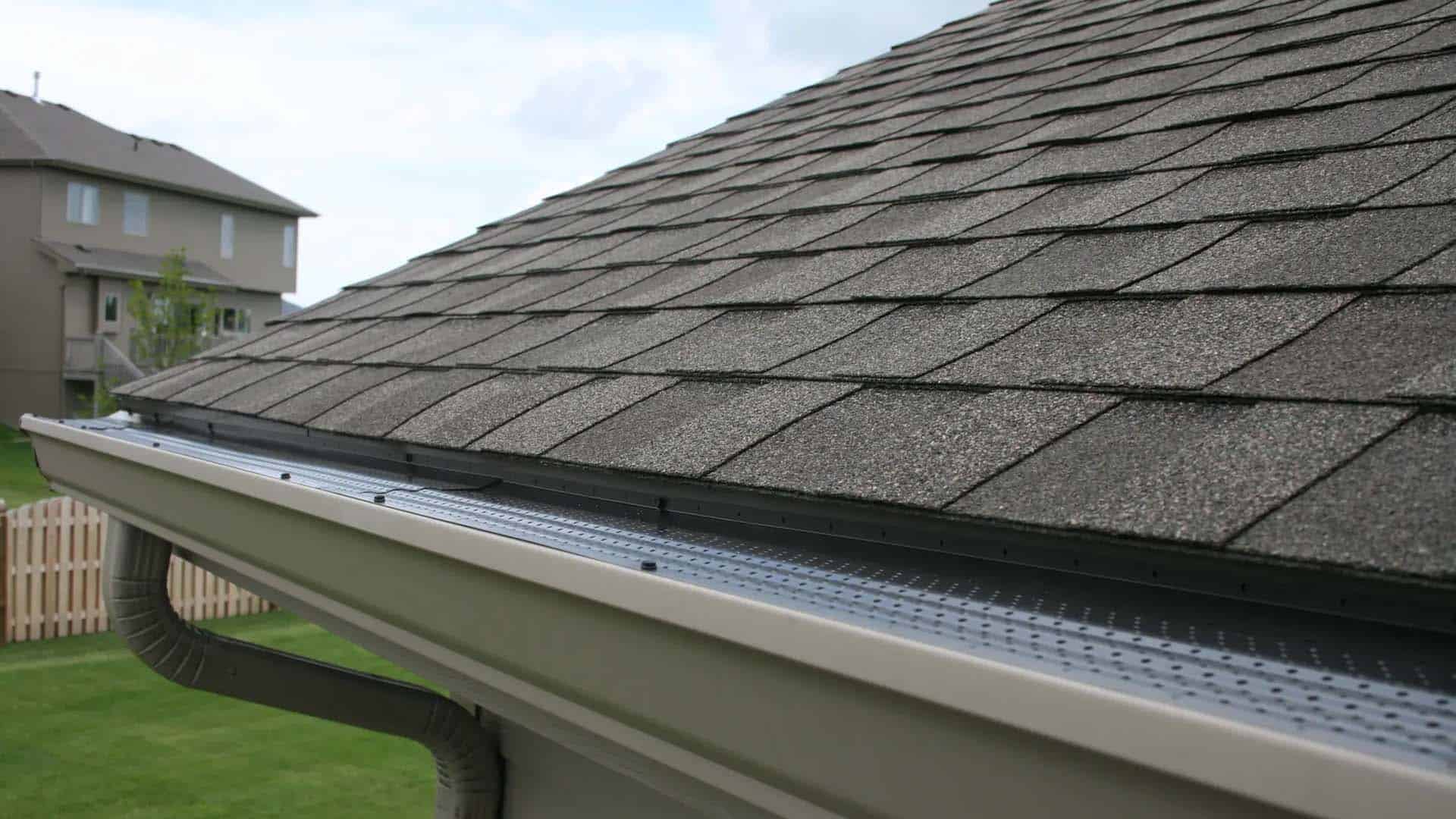Close up image of a newly installed gutter guard on Lake Elmo home