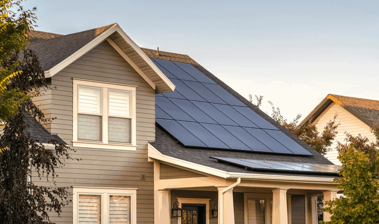 Solar panels being shown on a roof top