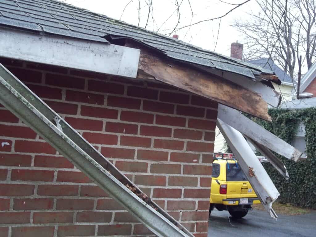 Gutter damage on a house in minneapolis