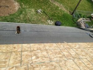 Roof Decking exposed without roof shingles present on a Minneapolis roof during a roof replacement from a minneapolis roofing company