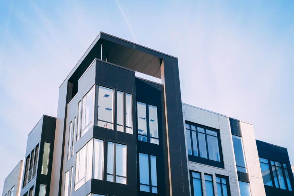 A modern building with a flat roof.