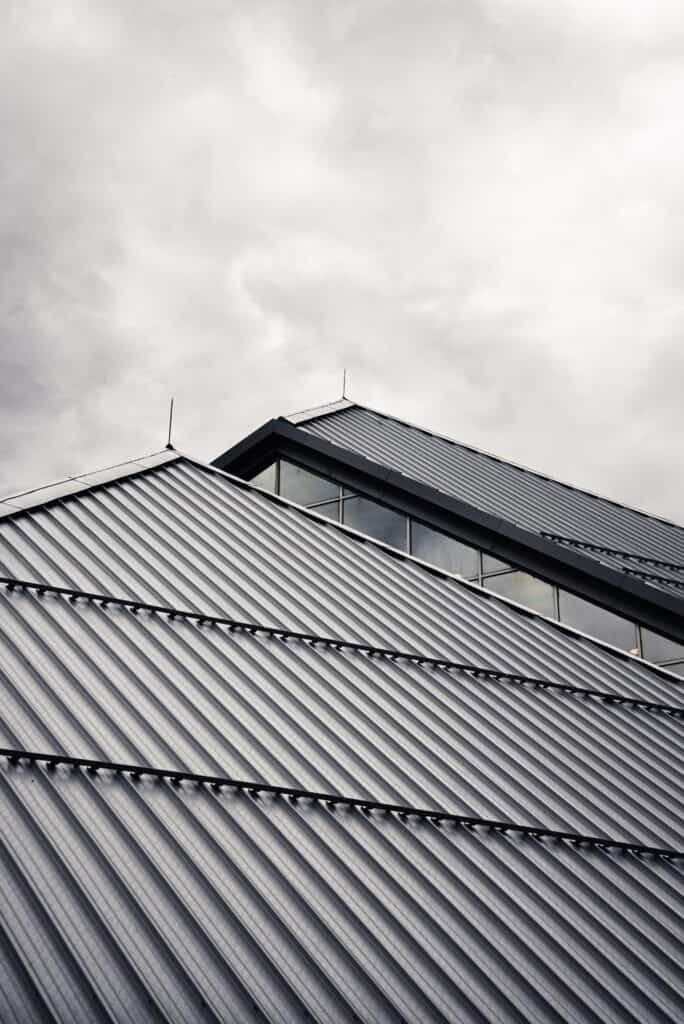 A black and white image of a metal roof in Minneapolis.