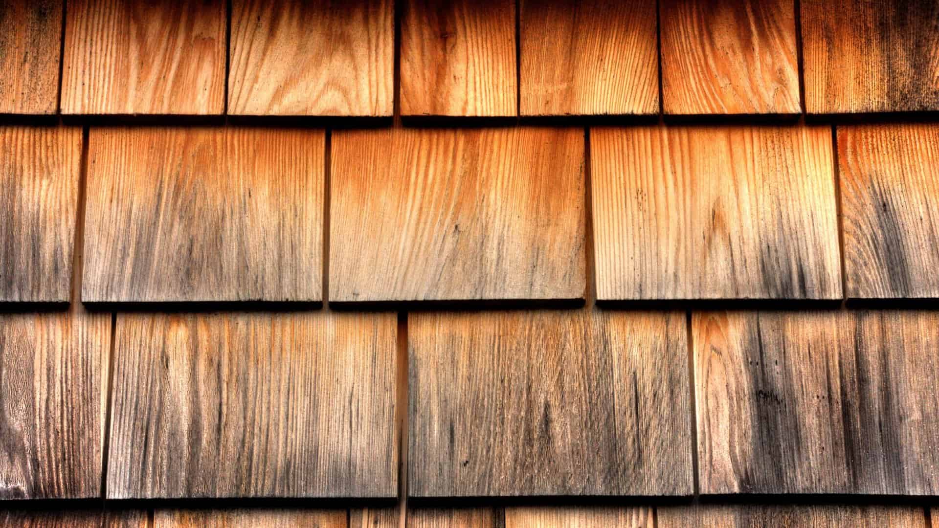 A closeup image of cedar shake shingle roofing on a Minneapolis home.